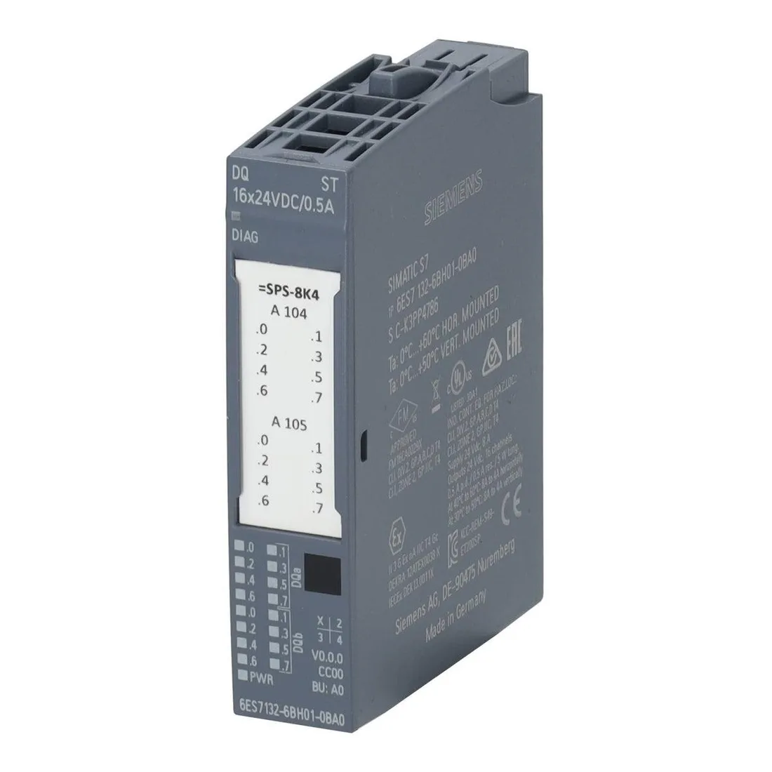 Модуль дискретных выходов, DQ 16x 24V DC/0,5A ST SIMATIC ET 200SP 6ES7132-6BH01-0BA0 Siemens 6ES7132-6BH01-0BA0