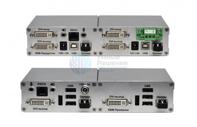 ADC 2U2-EX-A-SK KVM-удлинитель двухмониторный, интерфейсов USB 2.0, audio и DVI на расстояние до 150 Evetron ADC 2U2-EX-A-SK